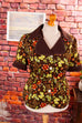 70s Schlager Bluse Jacke braun Blumen