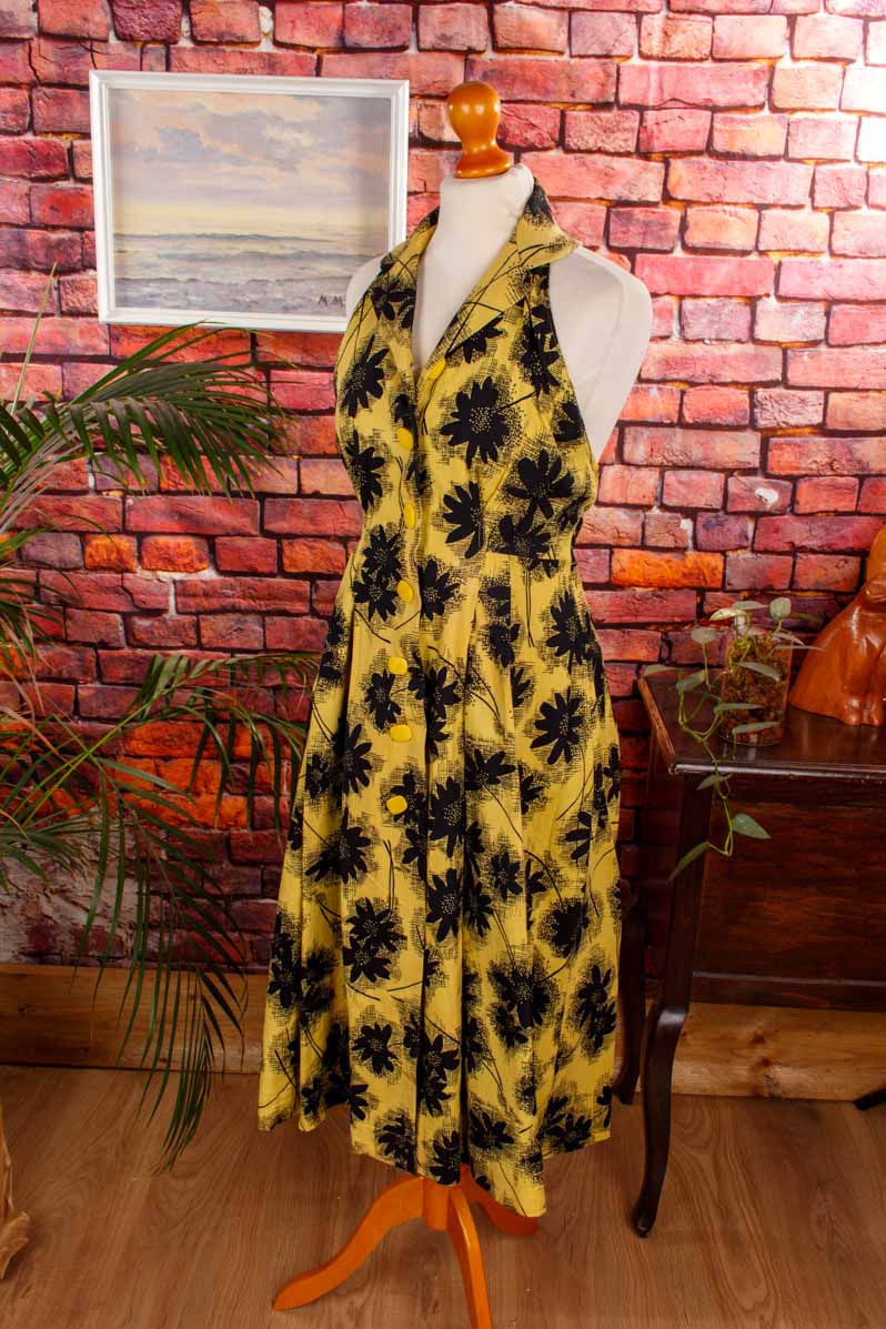 50er Sommerkleid gelb Blumen