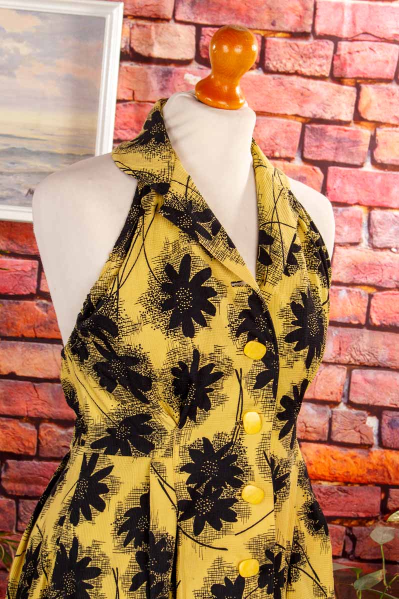 50er Sommerkleid gelb Blumen