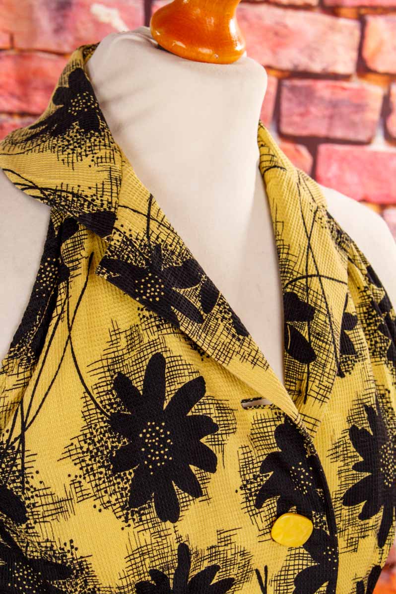 50er Sommerkleid gelb Blumen