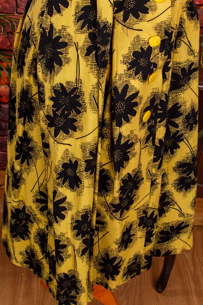 50er Sommerkleid gelb Blumen