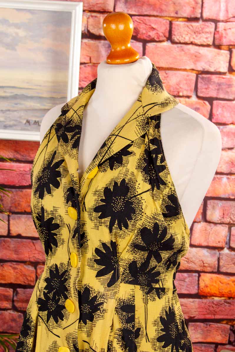 50er Sommerkleid gelb Blumen
