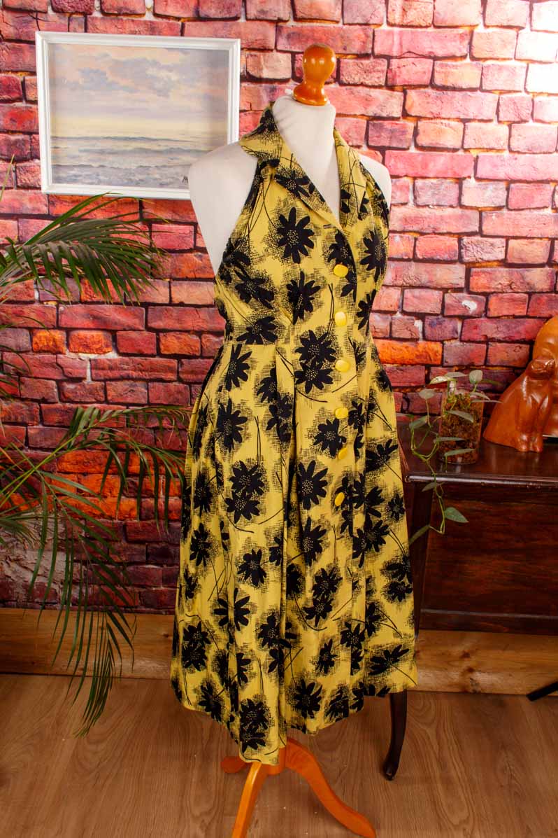 50er Sommerkleid gelb Blumen