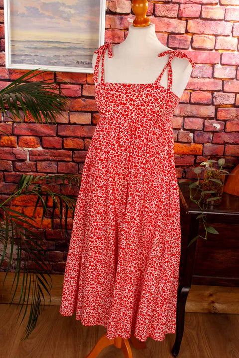 Vintage Umstandskleid rot Blumen