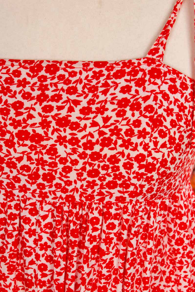 Vintage Umstandskleid rot Blumen