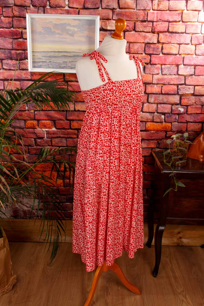 Vintage Umstandskleid rot Blumen