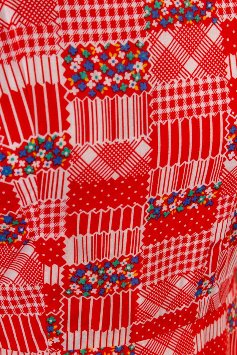 70s Hippiekleid rot Muster