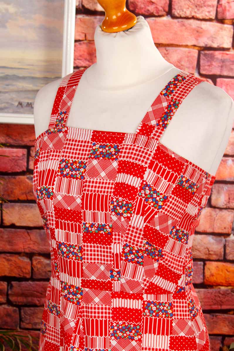 70s Hippiekleid rot Muster