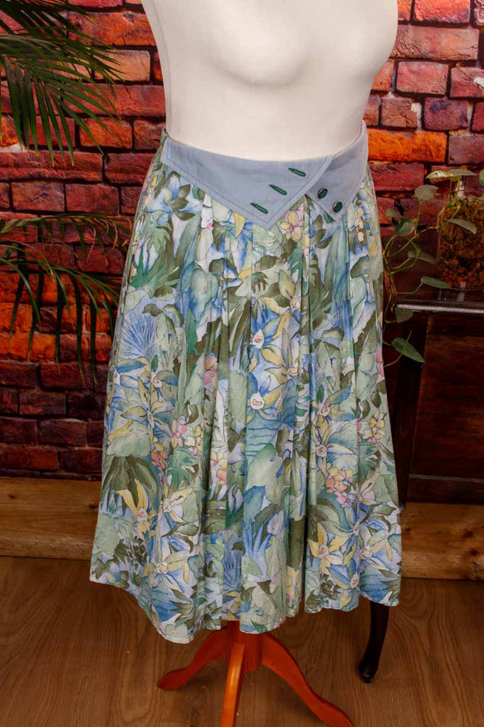 Stiefelrock blau Blumen