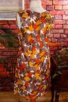 60s Shiftkleid braun Blättermuster