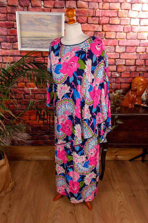 Boho Seidenkleid neon bunt