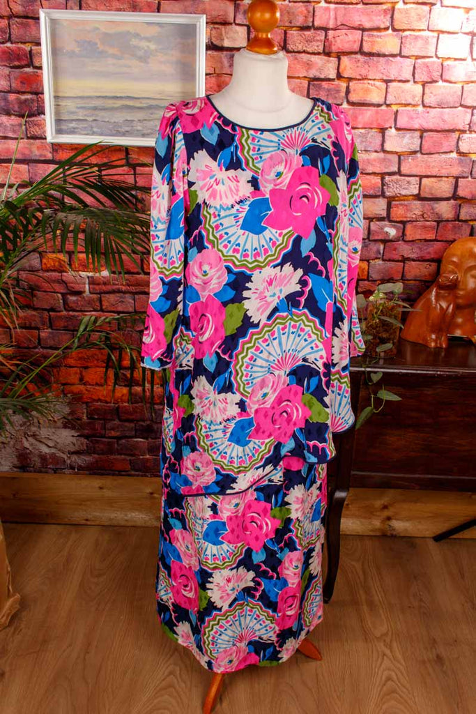 Boho Seidenkleid neon bunt