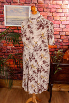 60s Seidenkleid braun Blumen