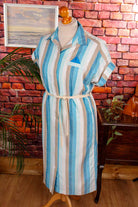 Hauskleid Streifenmuster blau