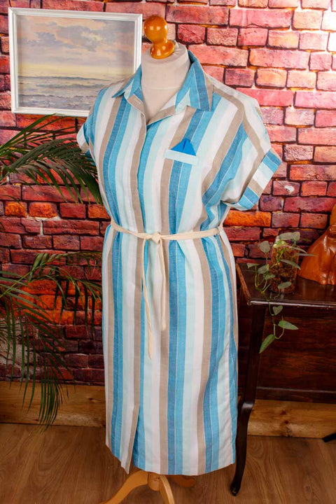 Hauskleid Streifenmuster blau