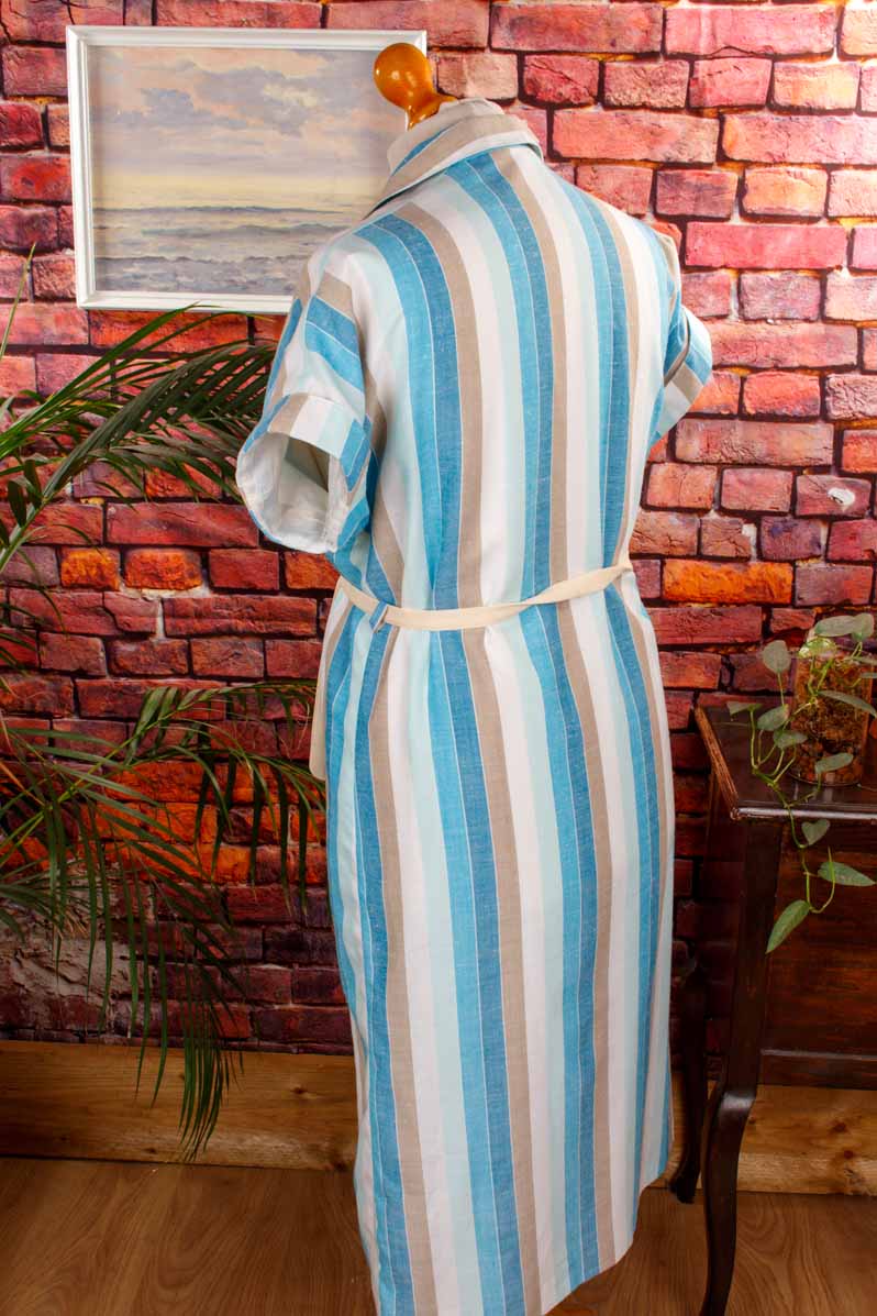 Hauskleid Streifenmuster blau