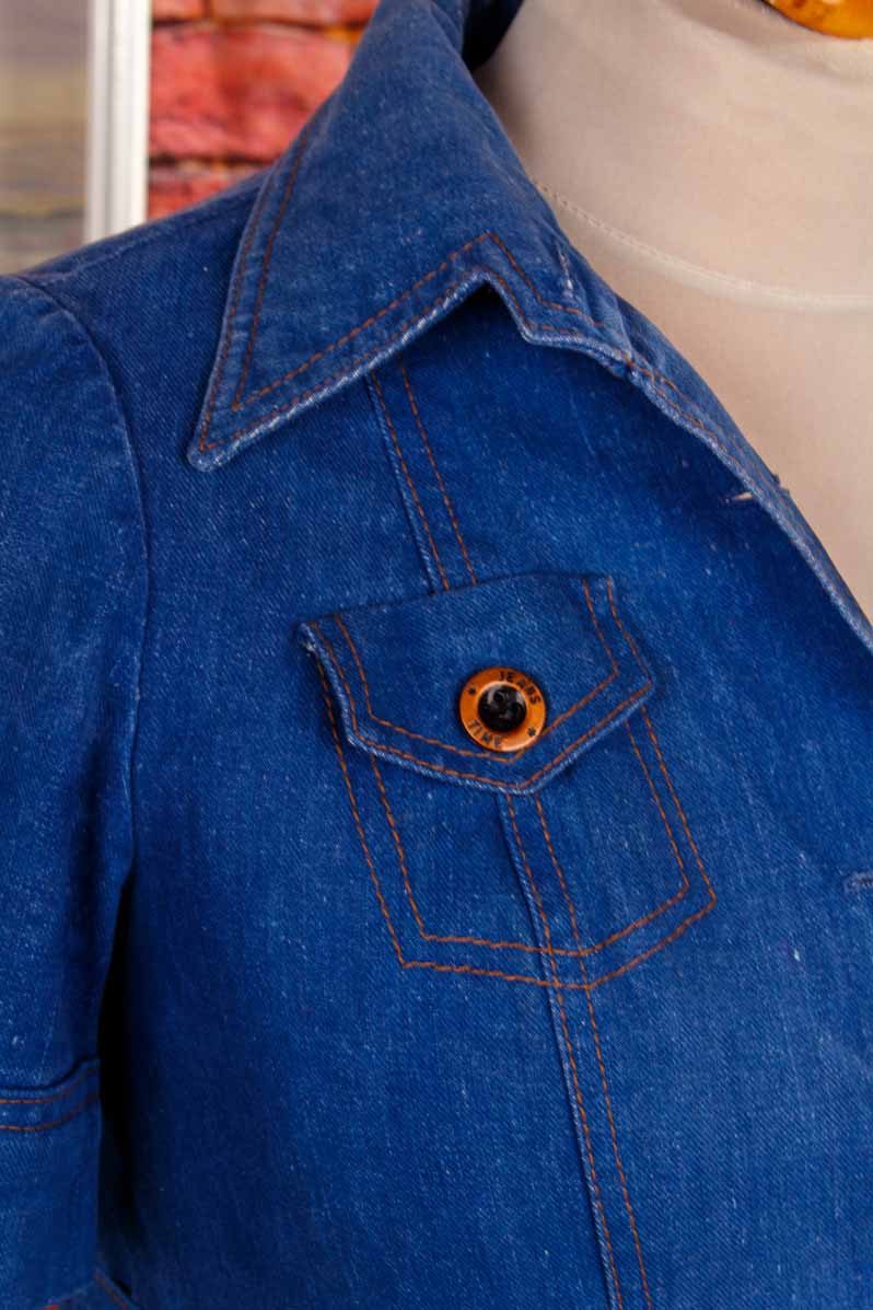70s Denim Kleid blau