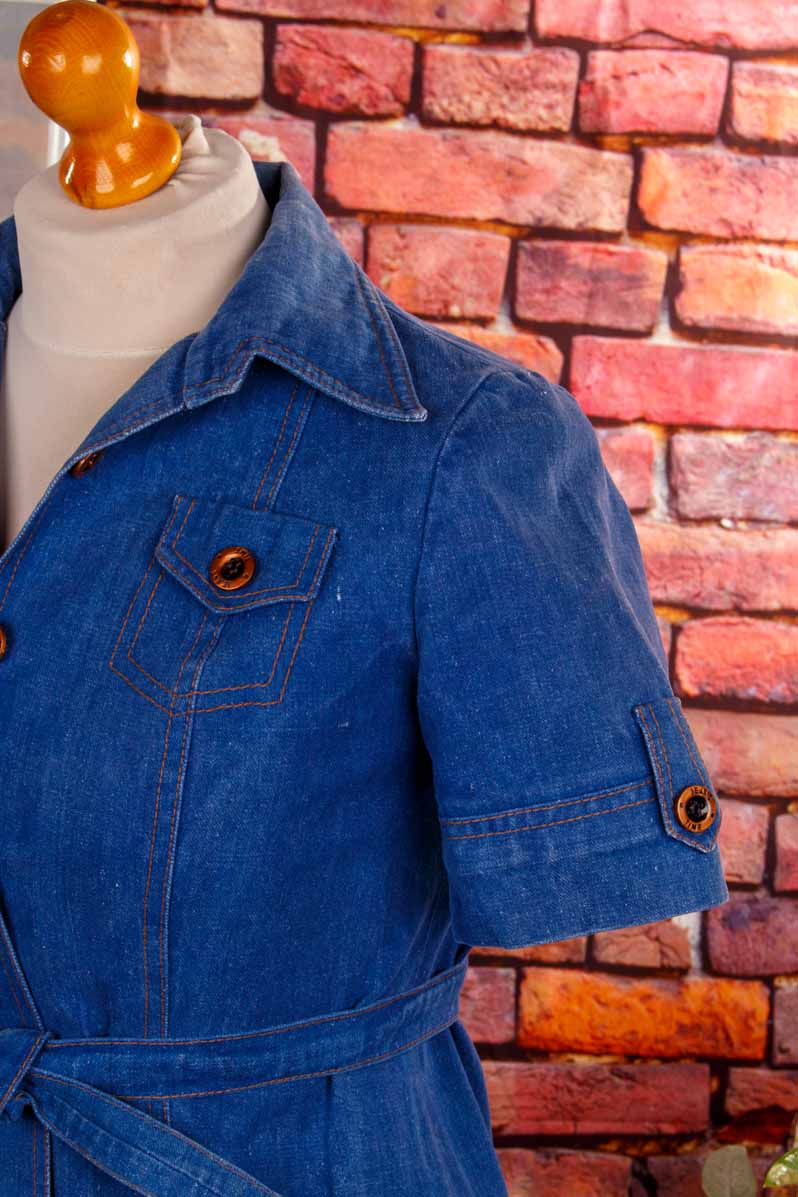 70s Denim Kleid blau