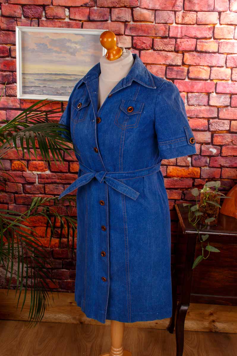 70s Denim Kleid blau