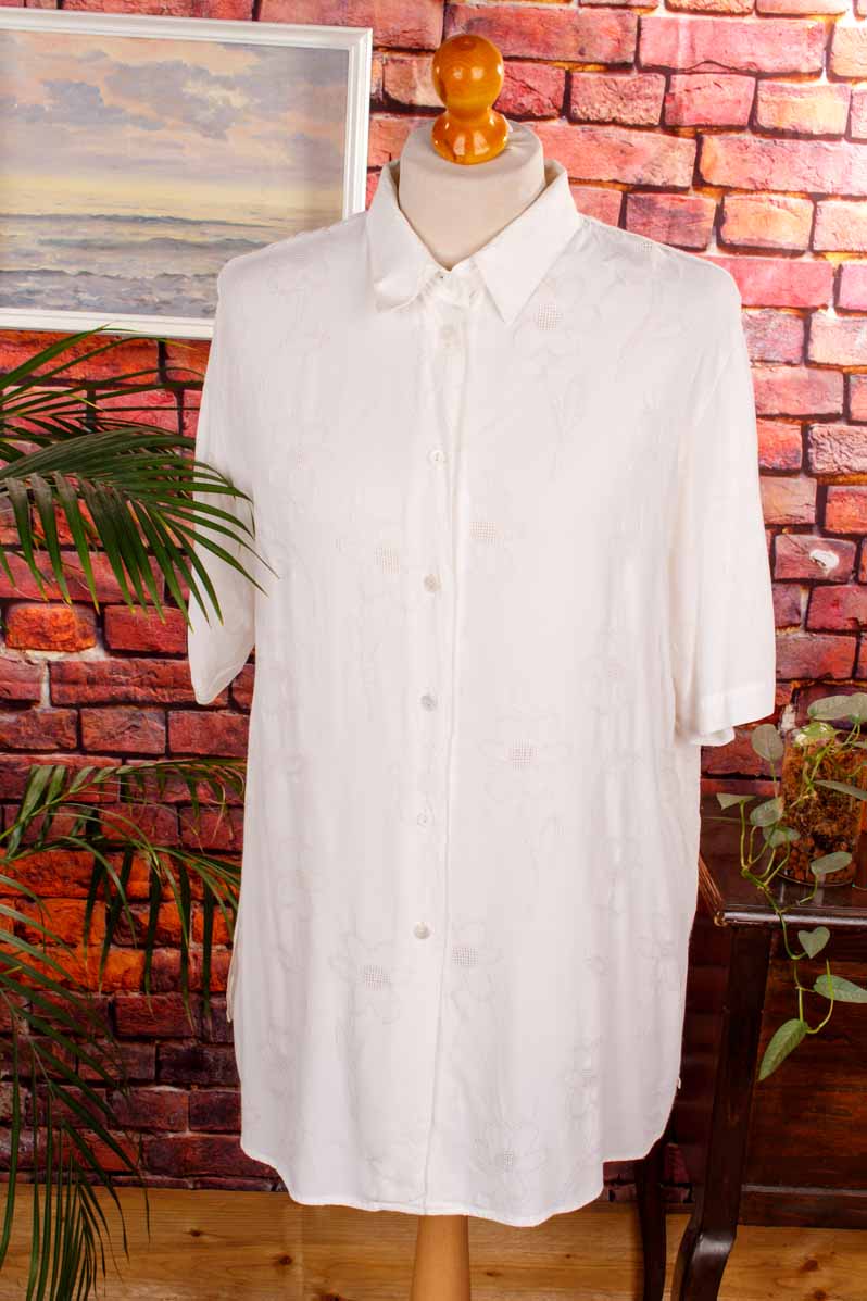 Boho Bluse weiß Viskose bestickt