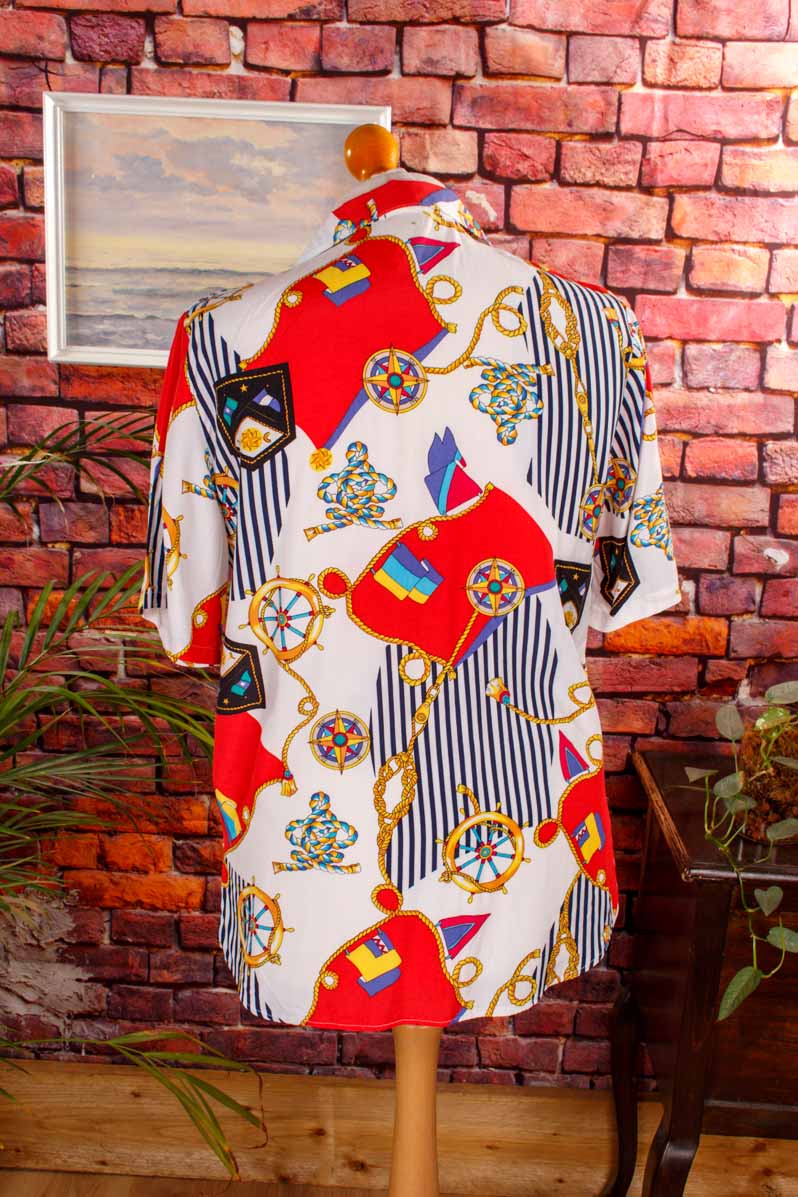 Vintage Viskosebluse maritim
