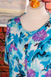80s Viskosebluse blau Blumen