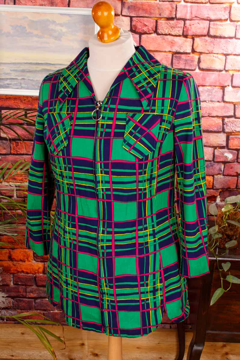 70s Disco Blusenjacke grün