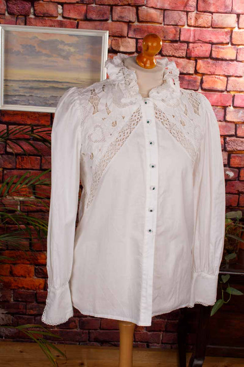 Cottage Core Bluse weiß Spitze