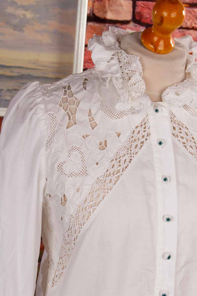 Cottage Core Bluse weiß Spitze