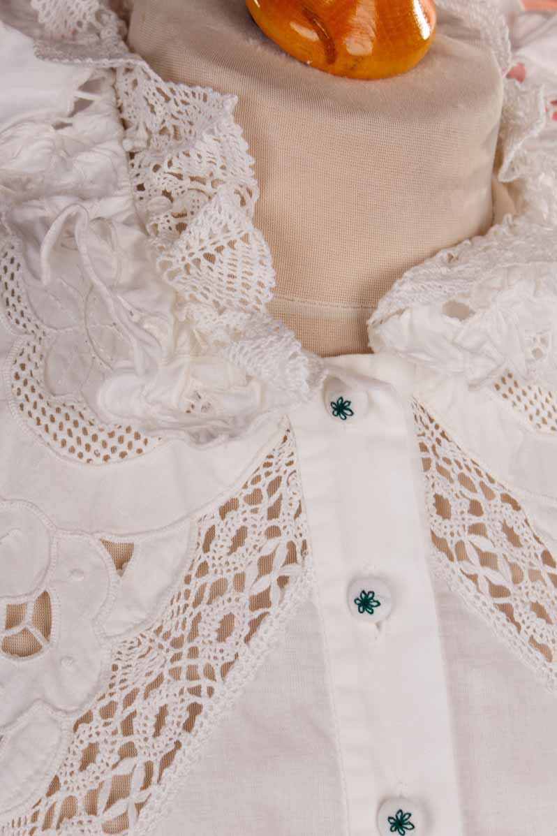 Cottage Core Bluse weiß Spitze
