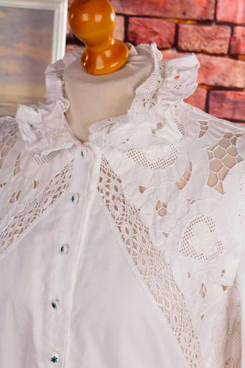 Cottage Core Bluse weiß Spitze
