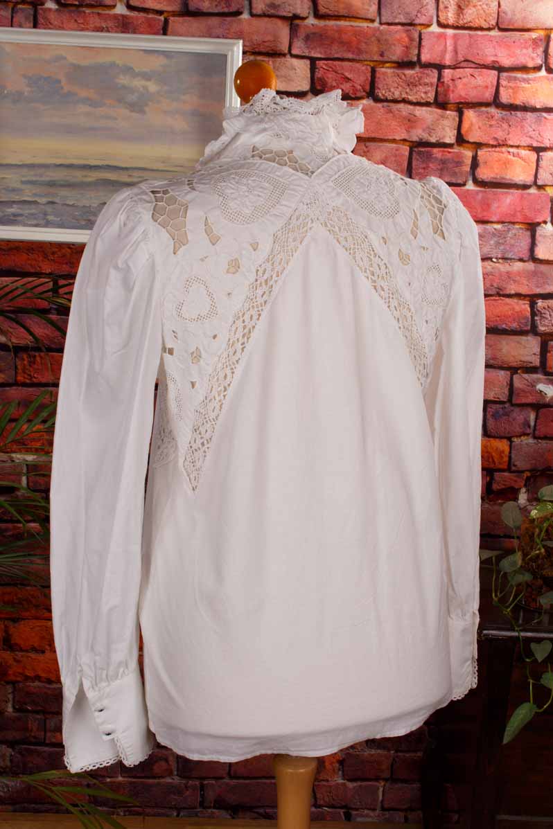 Cottage Core Bluse weiß Spitze
