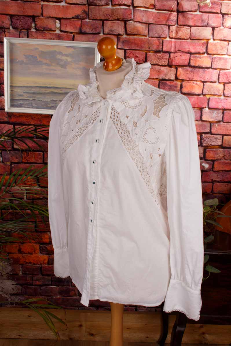 Cottage Core Bluse weiß Spitze