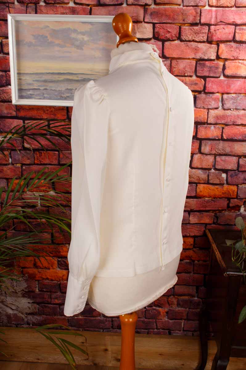 60s Bluse creme Stehkragen