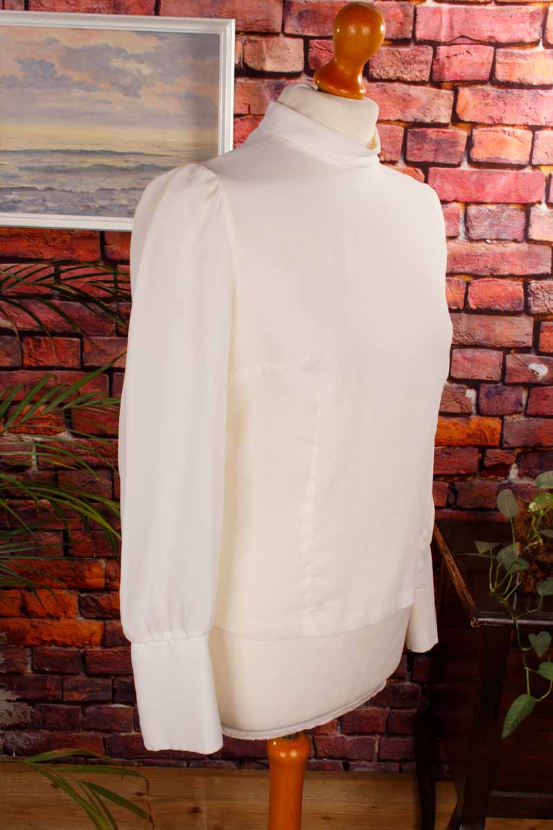 60s Bluse creme Stehkragen