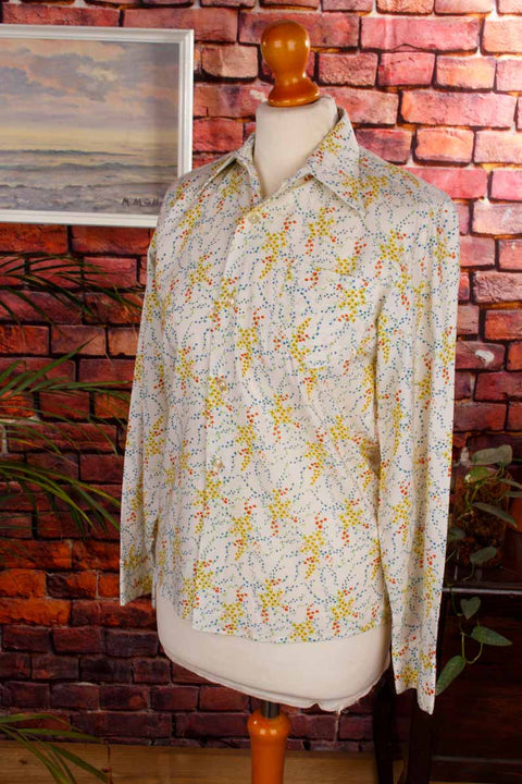 70s Disco Hemd Blümchen