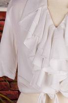 Wickelbluse weiß Rüschen