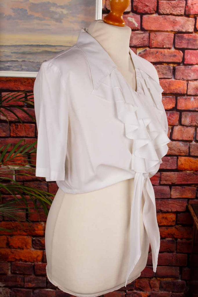 Wickelbluse weiß Rüschen