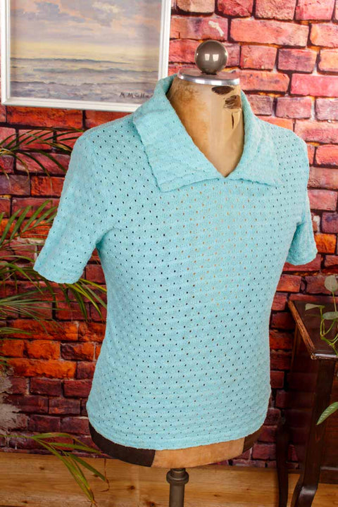 50er Jahre Poloshirt türkis