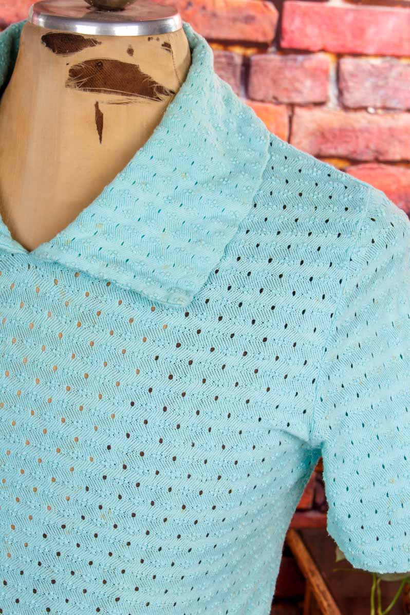 50er Jahre Poloshirt türkis