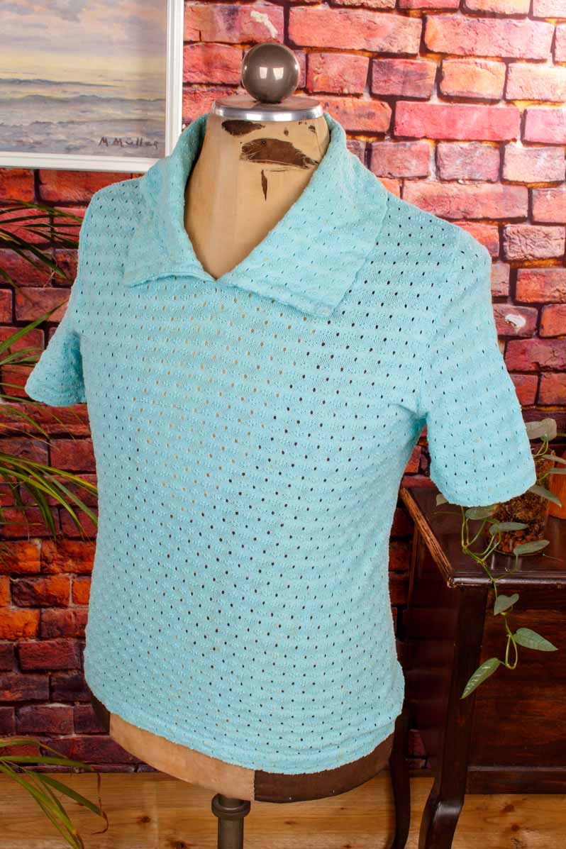 50er Jahre Poloshirt türkis