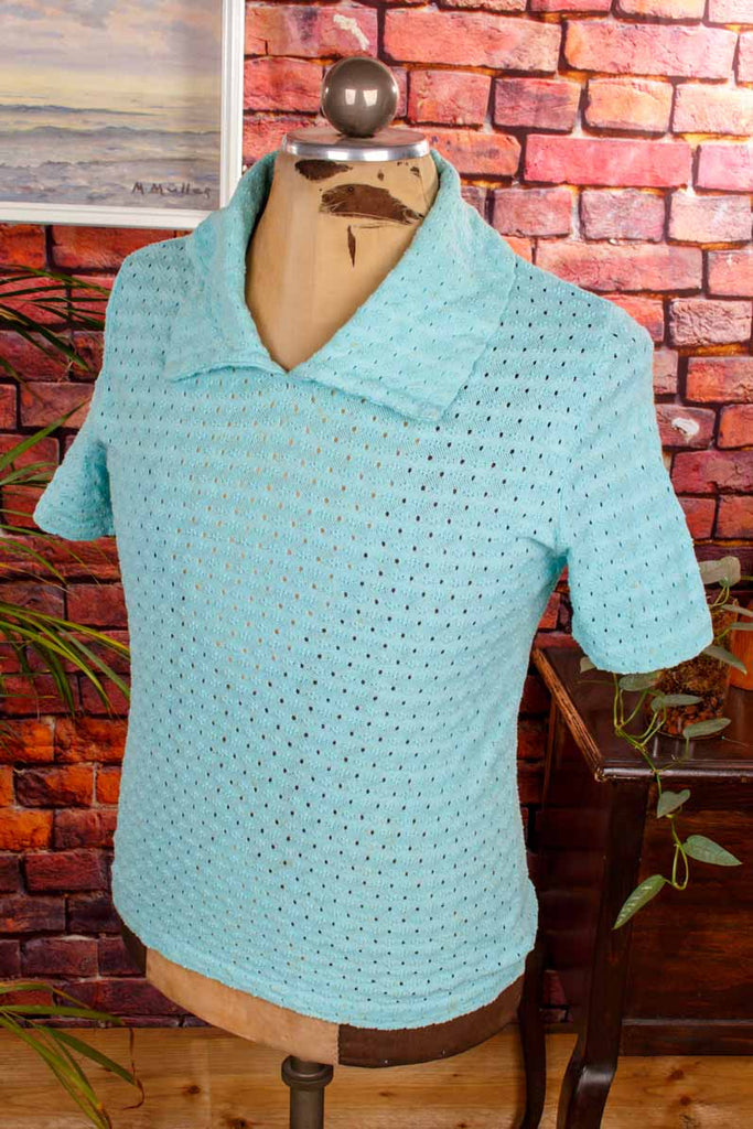 50er Jahre Poloshirt türkis