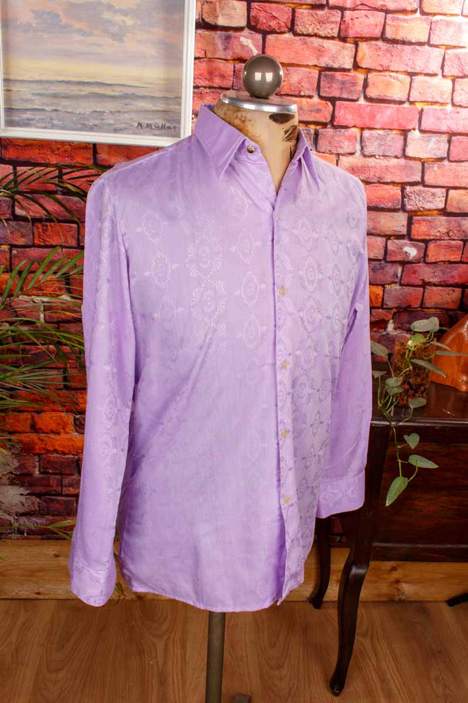 70s Disco Hemd lila Muster