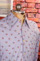 70s Disco Hemd blau Muster