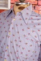 70s Disco Hemd blau Muster