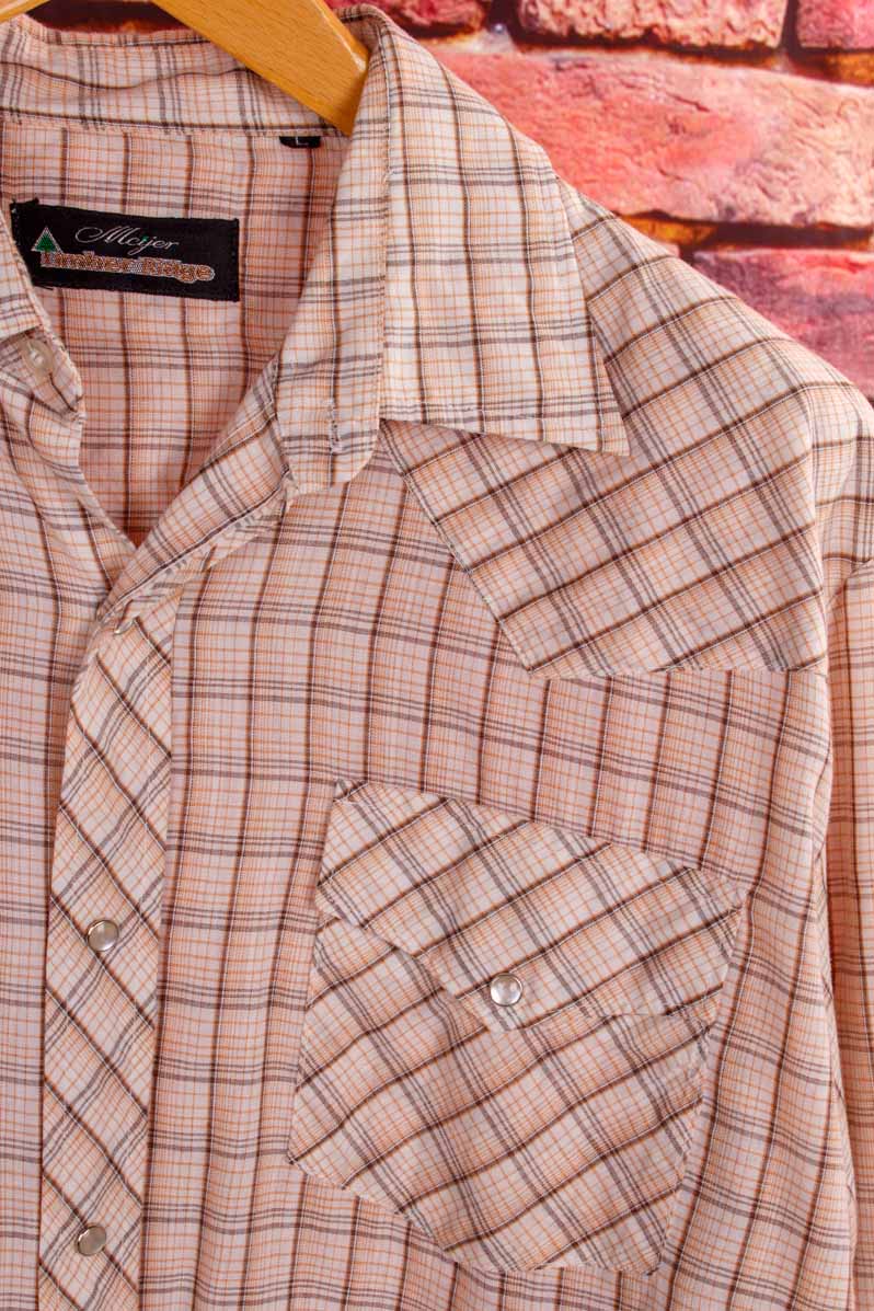 70s Westernhemd beige kariert