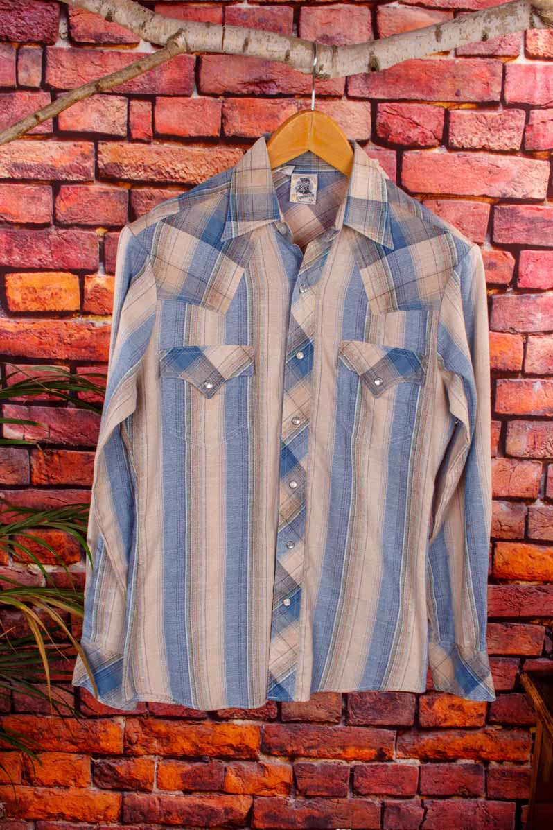 70s Westernhemd blau kariert