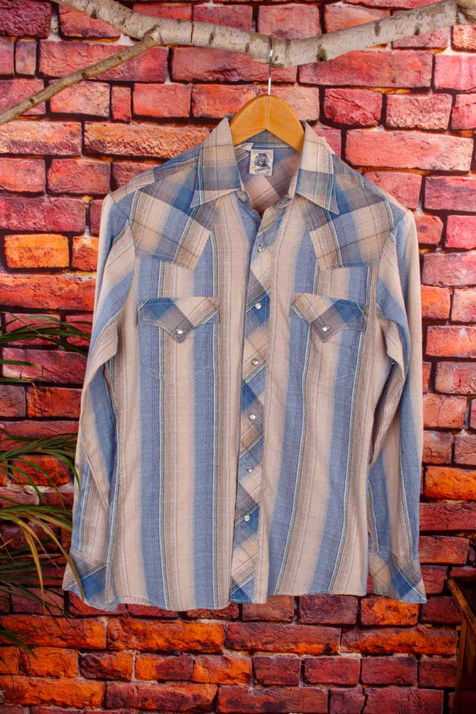 70s Westernhemd blau kariert