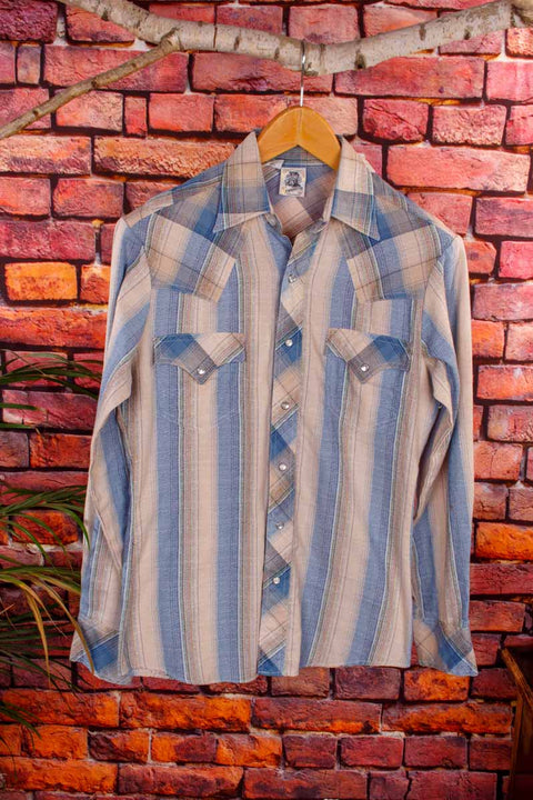 70s Westernhemd blau kariert