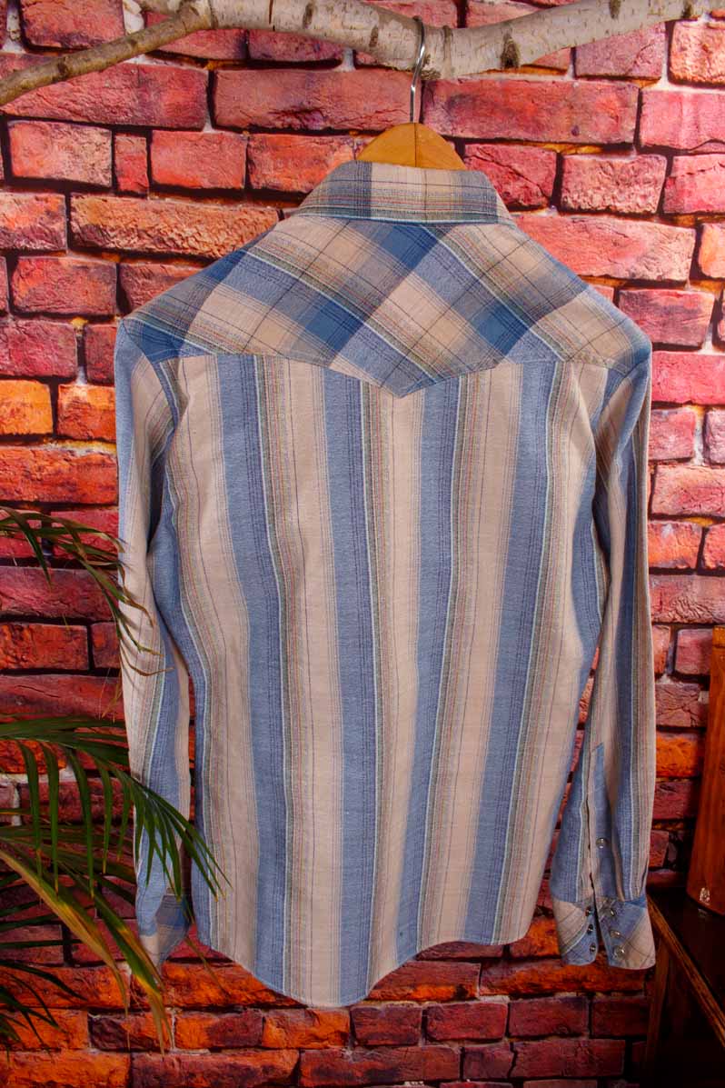 70s Westernhemd blau kariert